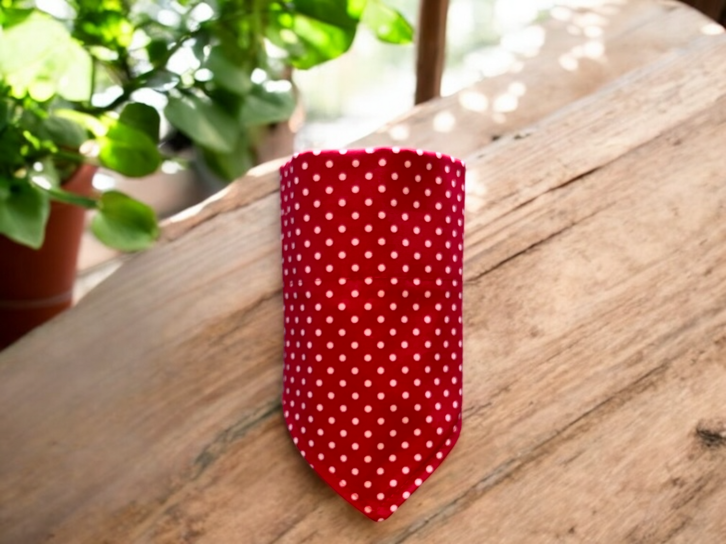 Neckerchief / Bandana Dog Collar Accessory in a Red Polka Dot Design - Slides on Collar