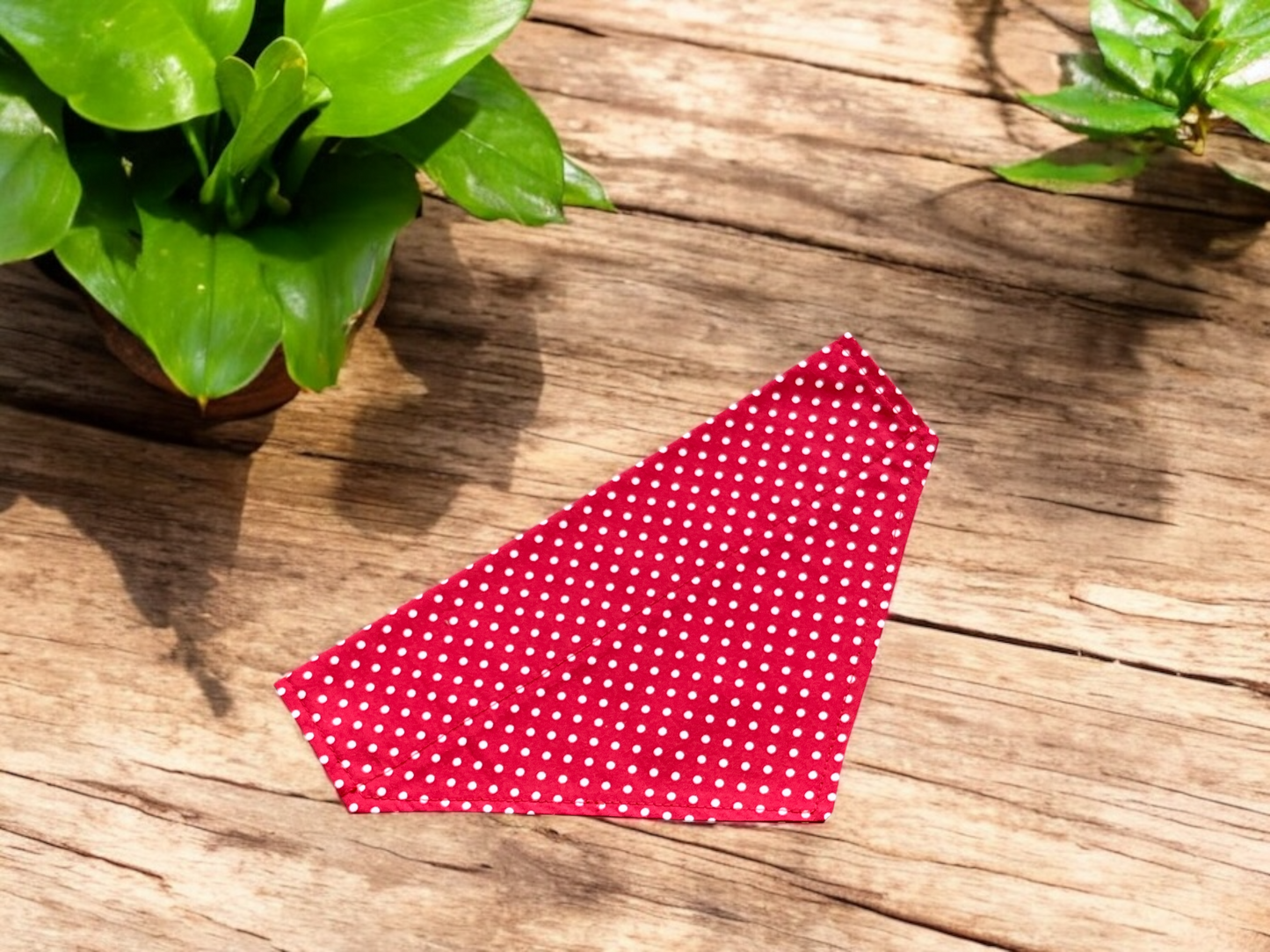 Neckerchief / Bandana Dog Collar Accessory in a Red Polka Dot Design - Slides on Collar