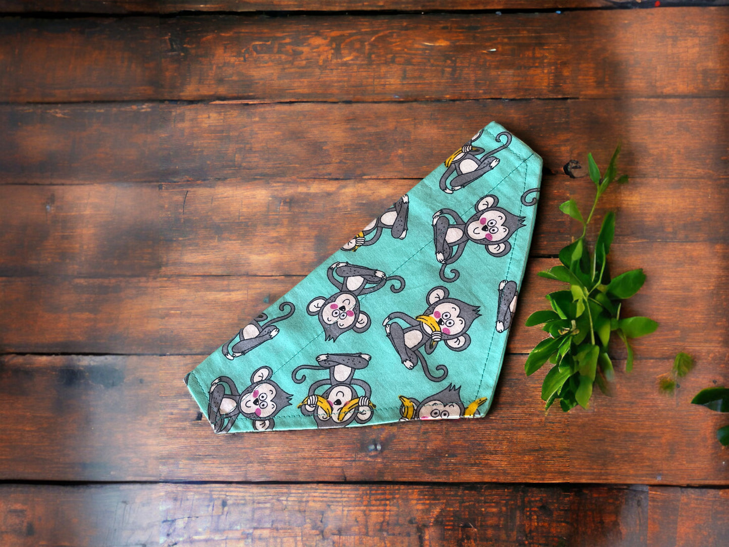 Dog Bandana in Cheeky Monkey design  - Aqua