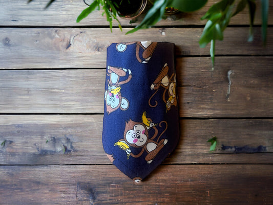 Dog Bandana in Cheeky Monkey design  - Navy