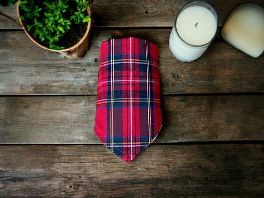 Dog bandana in Royal Stewart Red Tartan fabric