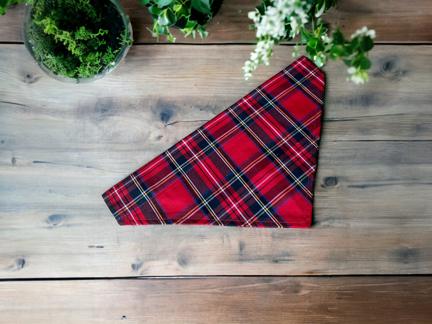 Dog bandana in Royal Stewart Red Tartan fabric