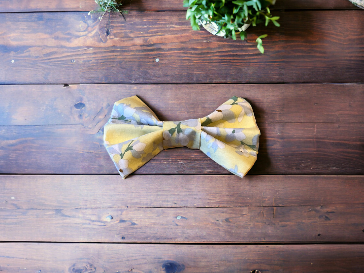 Summer Meadow Design Dog Bow Tie - Yellow Floral design