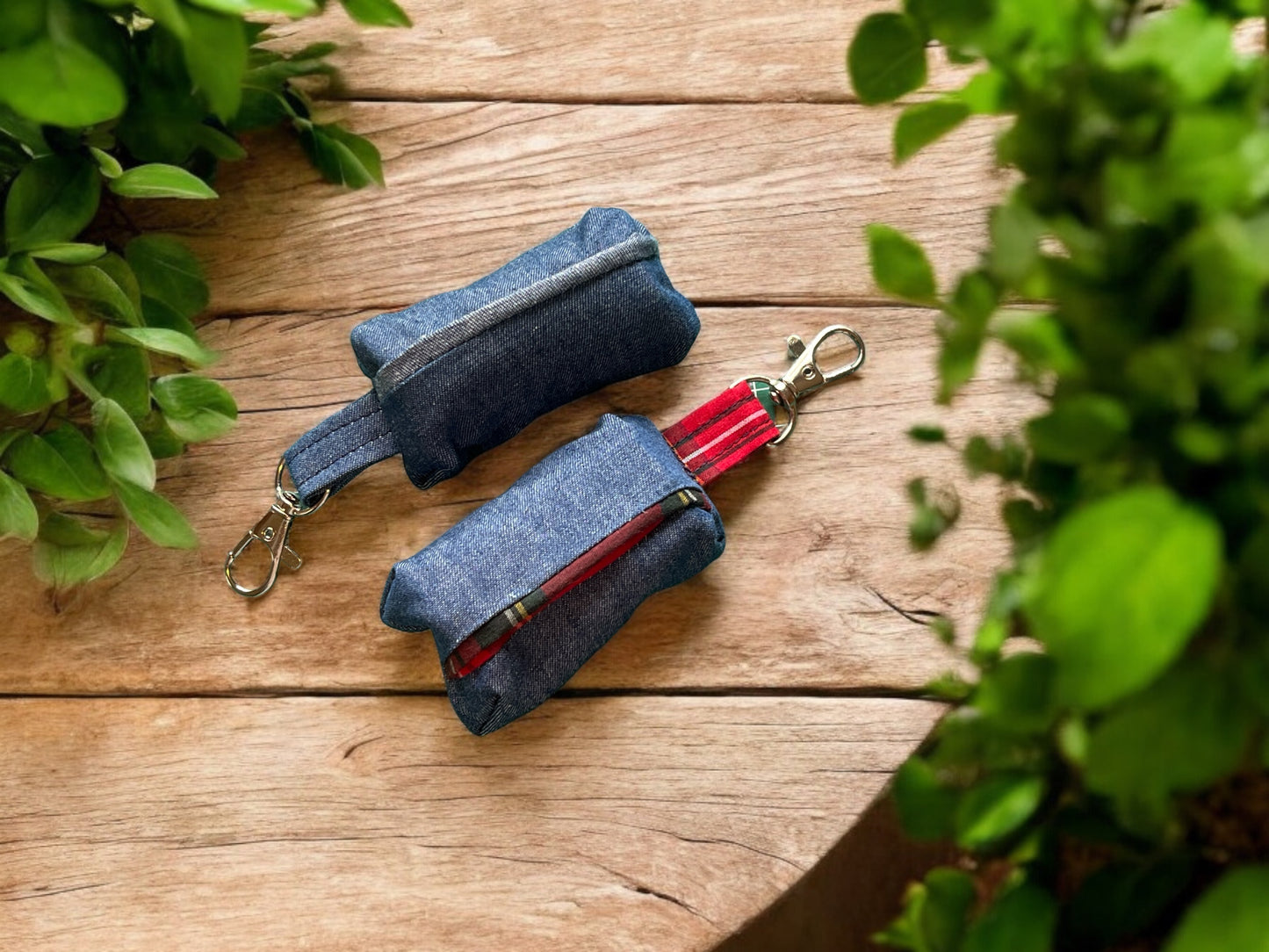 Doggy Poo Bag Holder in Stylish Denim Design  -  Blue