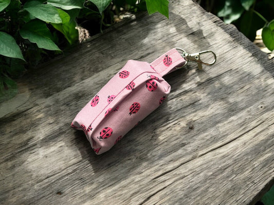 Doggy Poo Bag Holder in a beautiful Ladybird design - Pink