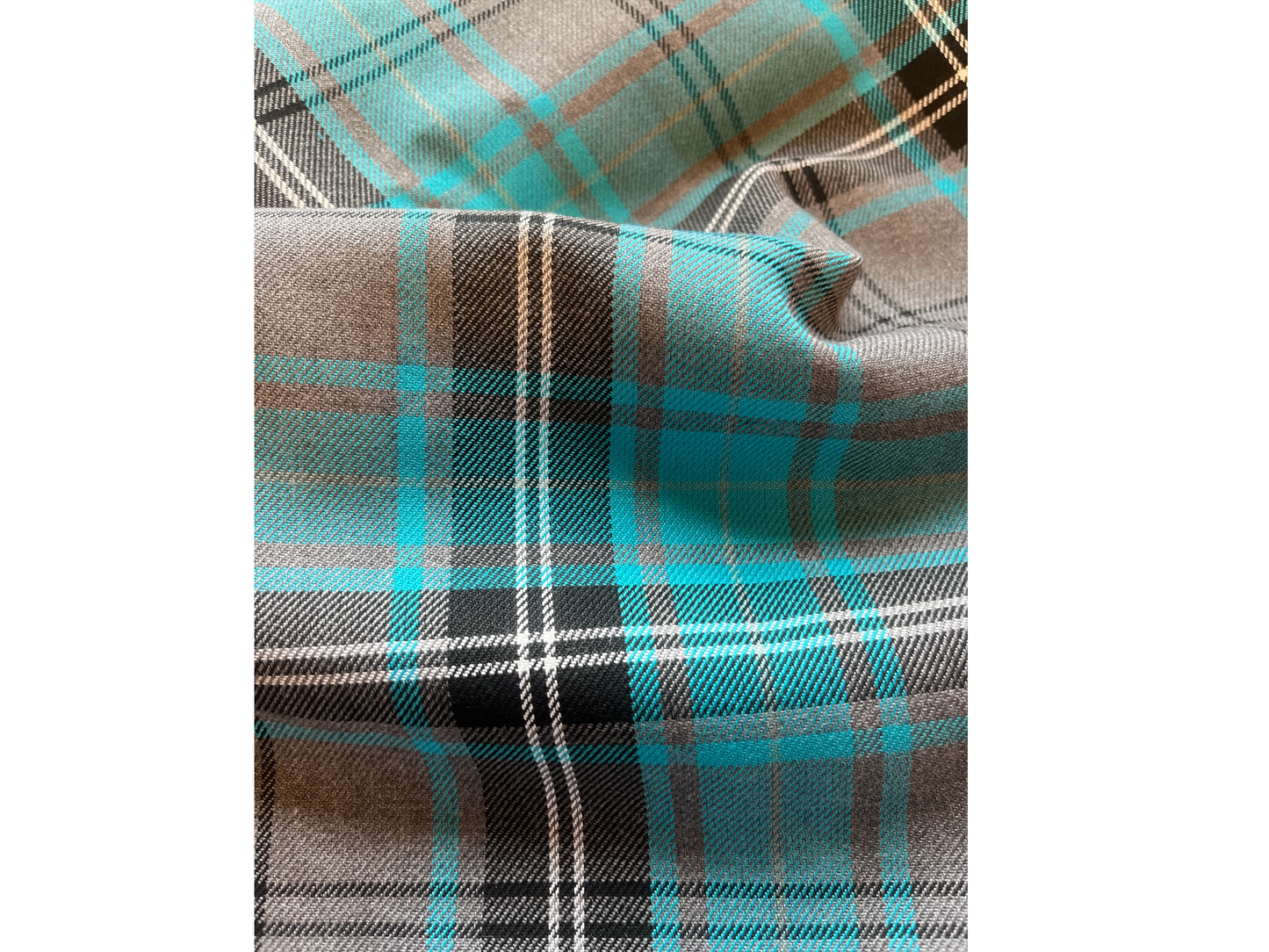 Dog Bandana in Polyviscose Tartan Fabric - Aqua & Grey Scottish Plaid Check