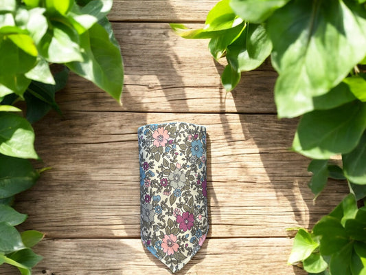 Dog Neckerchief / Bandana - Dog  Collar Accessory in Purple Pink and Blue Floral design  - Slides on Collar