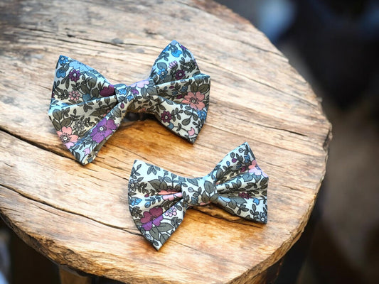 Dog Bow Tie/Collar Accessory in a beautiful Floral design - Purple, Pink and Blue