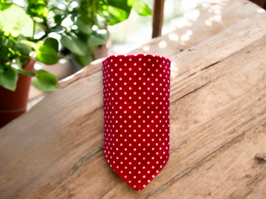 Neckerchief / Bandana Dog Collar Accessory in a Red Polka Dot Design - Slides on Collar