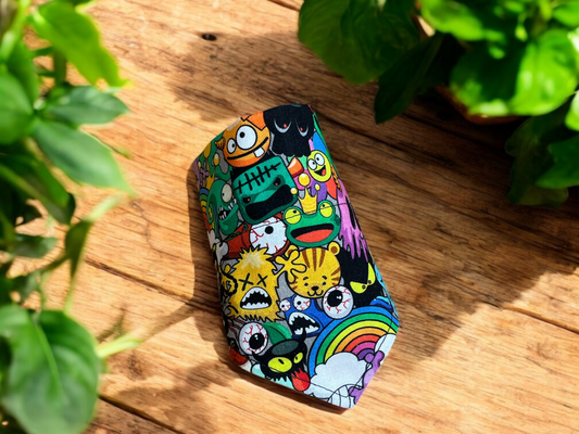 Neckerchief / Bandana Dog Collar Accessory in a Bright Monster Fabric - Slides on Collar