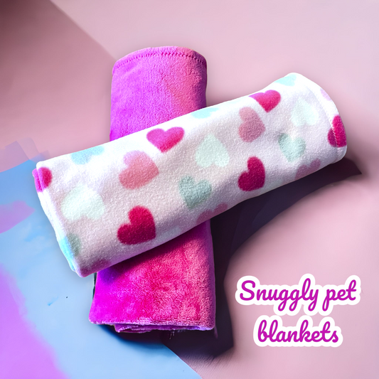 Snuggly Fleece Blanket - Pink Hearts/Fuchsia fabric